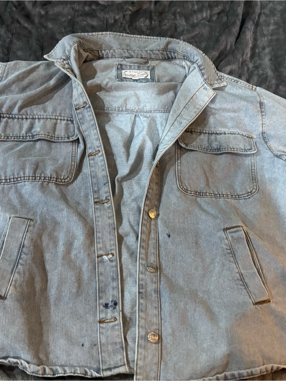 Stoosh Light Blue Denim Button-Front Men's Shirt Jacket